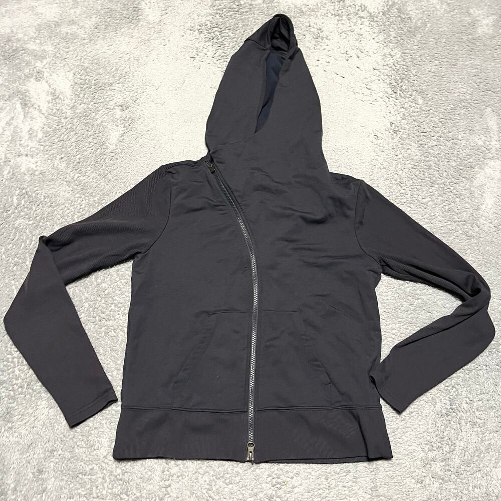 Athleta Malabar Hoodie Jacket Womens Medium Full Zip Asymmetrical Navy Blue